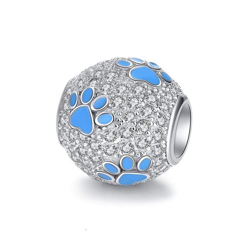 Sparkling Paw Print Bead Charm